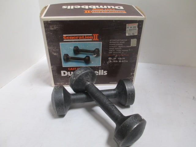 Generation II Cast Iron 3# Dumbbells in original Box: . 