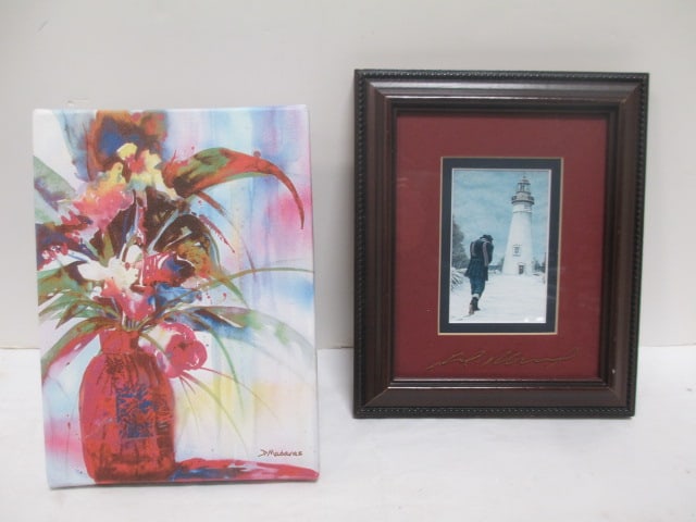 Diana Madaras 'Pat's Flowers' Wrapped Canvas (6 x 8), &: Tending the Lighthouse F/M Print (7 x 8 1/2) 
