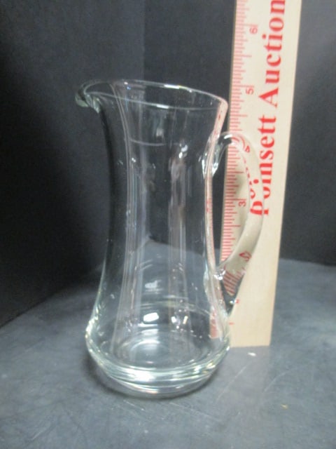 2 Glass Pitchers 9" & 6" & Glass Creamer 5" - 2