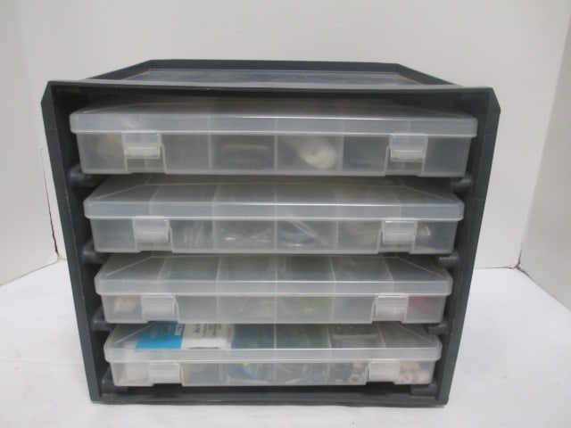Small Hardware 4 Drawer Organizer w/contents: see all pictures (12 x 8 x 11) 