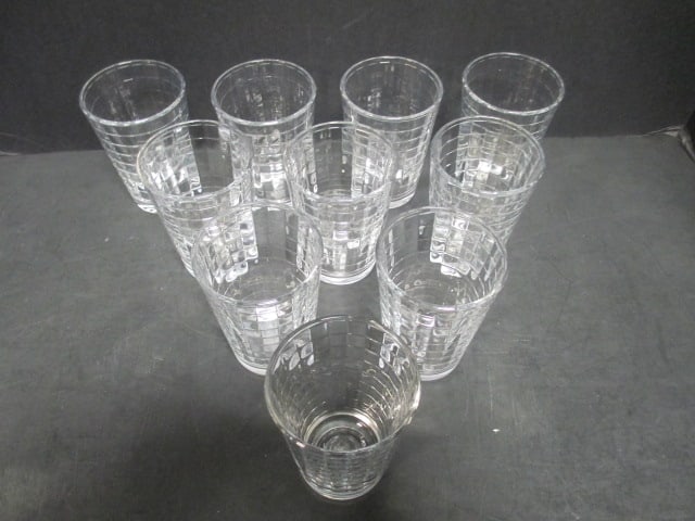 Block Optic Clear Glass Tumblers (Lot of 10) - 2