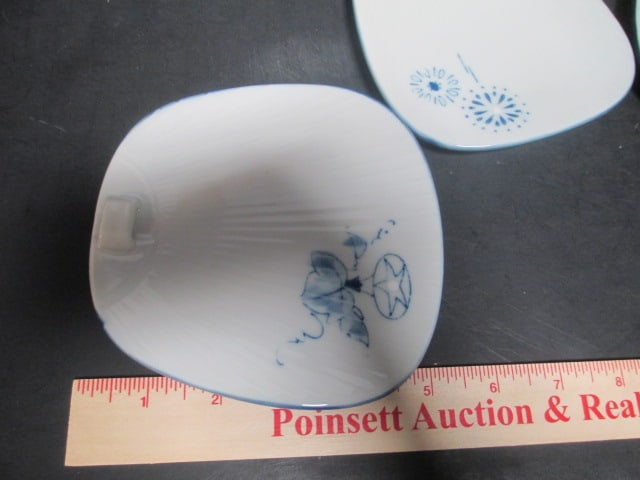 Fan Shaped Appetizer Plates (4), Silverplate Butter Cloches, - 2