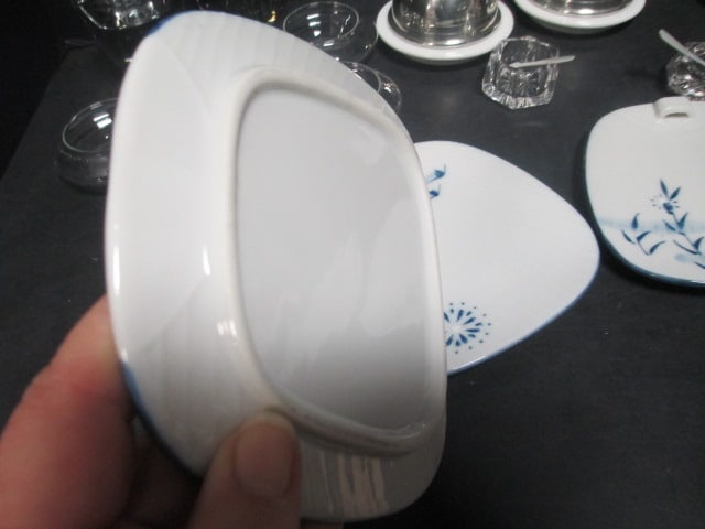 Fan Shaped Appetizer Plates (4), Silverplate Butter Cloches, - 3