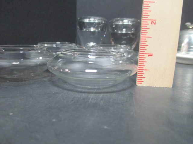 Fan Shaped Appetizer Plates (4), Silverplate Butter Cloches, - 6