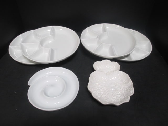 Fondue Plates (Lot of 4) 9", Appetizer Swirl Dish, etc.: .