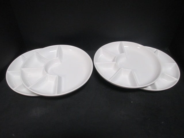 Fondue Plates (Lot of 4) 9", Appetizer Swirl Dish, etc. - 6