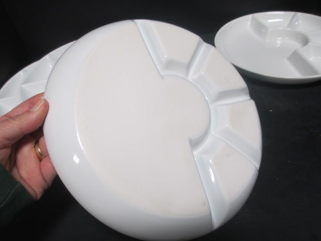 Fondue Plates (Lot of 4) 9", Appetizer Swirl Dish, etc. - 8