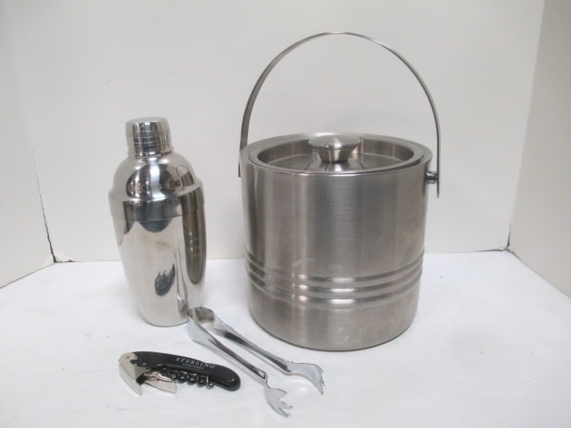 Endurance Stainless Steel Ice Bucket & Stainless Steel Jigger: .