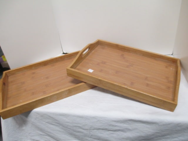 2 Bamboo Trays (16 x 12) & Signed Fish Platter (10 x 12) - 5