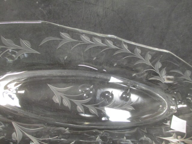 Etched Pedestal Cake Plate 11" & Etched Platter (11 x 5) - 2