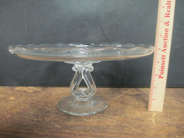 Etched Pedestal Cake Plate 11" & Etched Platter (11 x 5) - 4