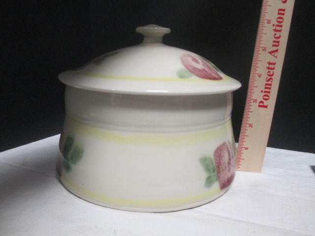 Signed Pottery Lidded Serving Bowl - 6
