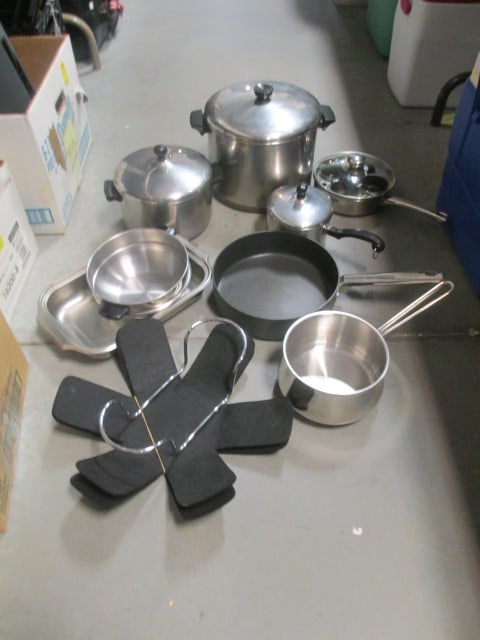Stainless Cookware & Thomas Frying Pan: Revere ware 10qt. Stock Pot, etc..
