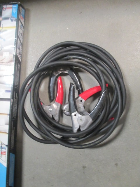 Black Plastic Crate w/Battery Jumper Cables & Tool Storage System - 2