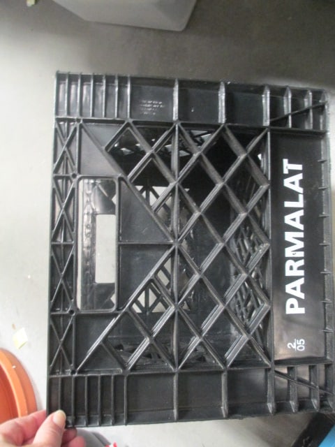 Black Plastic Crate w/Battery Jumper Cables & Tool Storage System - 5