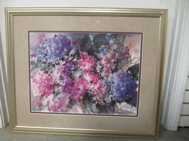Josie Van Gent Edell 'Hydrangeas' F/M Print Signed: 32 x 26 