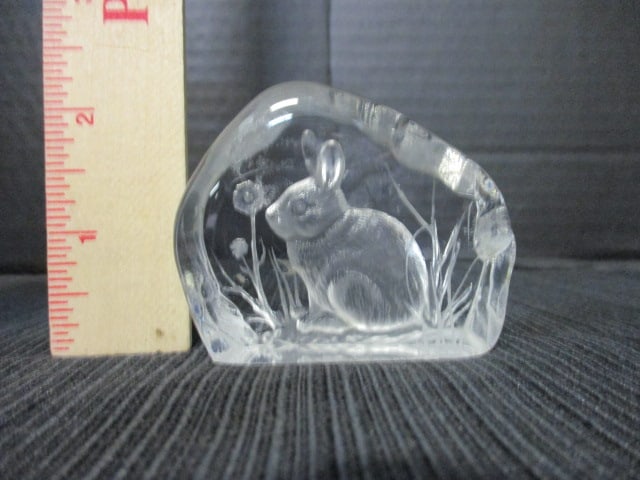 Darrington Etched Rabbit Paperweight - Signed "Capredoni" - 6