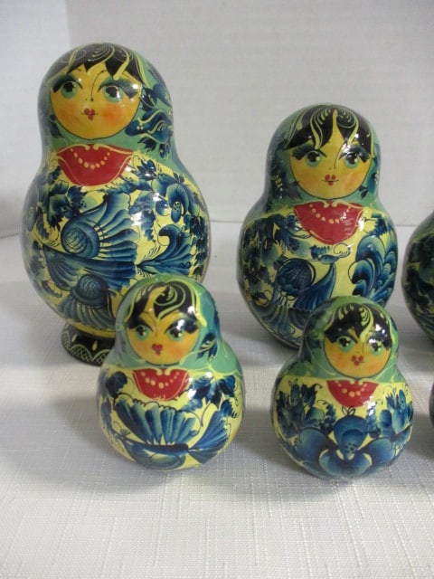 Vintage Signed 15 Piece Russian Nesting Doll - 3