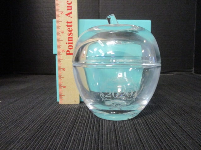 Tiffany & Co. Crystal Apple Container - Etched "Harrah's Cherokee Casino 2020" - 8