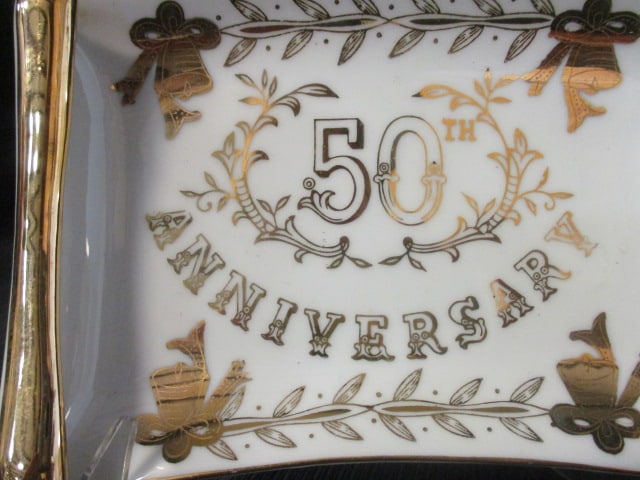 Vintage Lefton Handpainted "50th Anniversary" Dish - 2