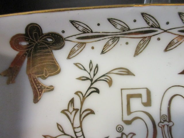 Vintage Lefton Handpainted "50th Anniversary" Dish - 3