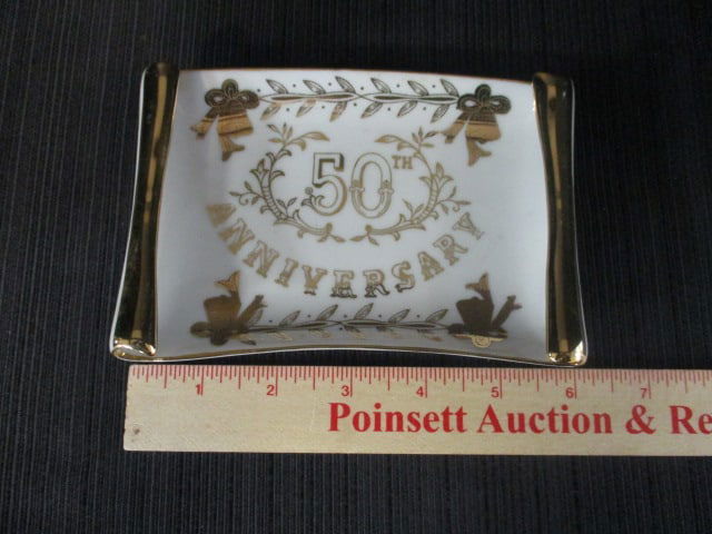 Vintage Lefton Handpainted "50th Anniversary" Dish - 6