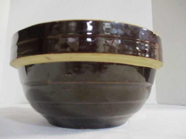 Vintage USA Pottery Brown Mixing Bowl - Marked 9" - 2