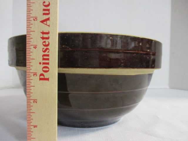 Vintage USA Pottery Brown Mixing Bowl - Marked 9" - 6
