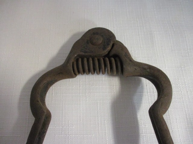 Antique Hand-Forged Cast Iron Tongs - 2