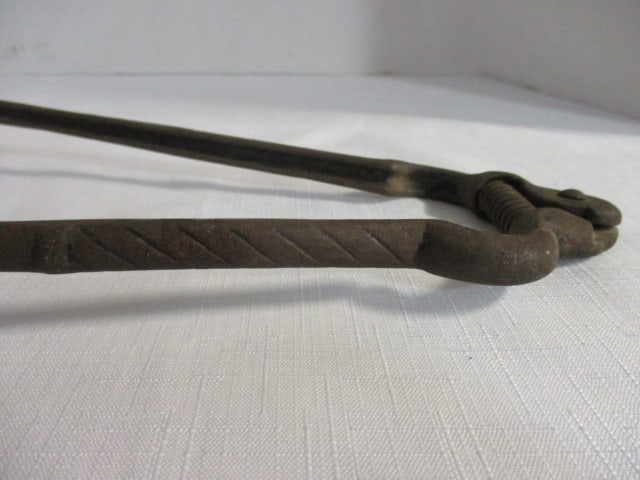Antique Hand-Forged Cast Iron Tongs - 5