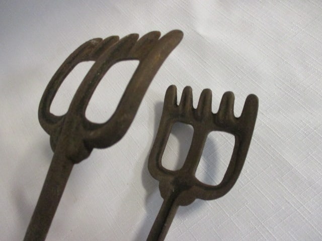 Antique Hand-Forged Cast Iron Tongs - 6