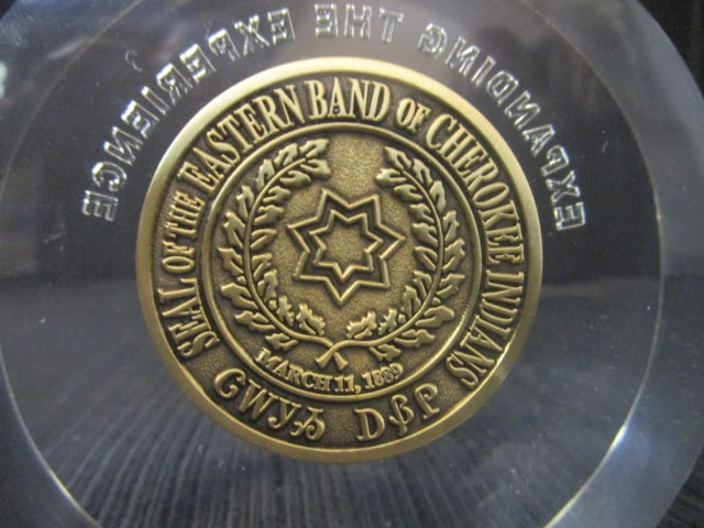 2 "Seal of Eastern Band of Cherokee Indians" Harrah's Casino Paperweights - 7