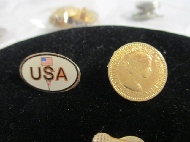 Lot of Vintage and Military Buttons, Pins, and Tie Tacks - 2