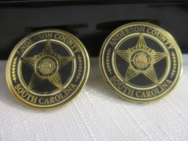 Police Officer Pocket Knife in Metal Case, Handcuffs Tie Tack, and 2 Anderson - 2