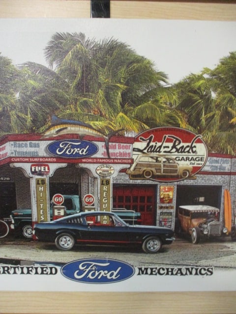 Print on Canvass of "Laid Back Garage - Certified Ford Mechanics" - 3