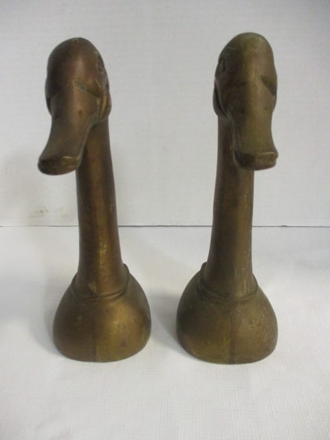 Pair of Vintage Brass Duck Bookends - 2