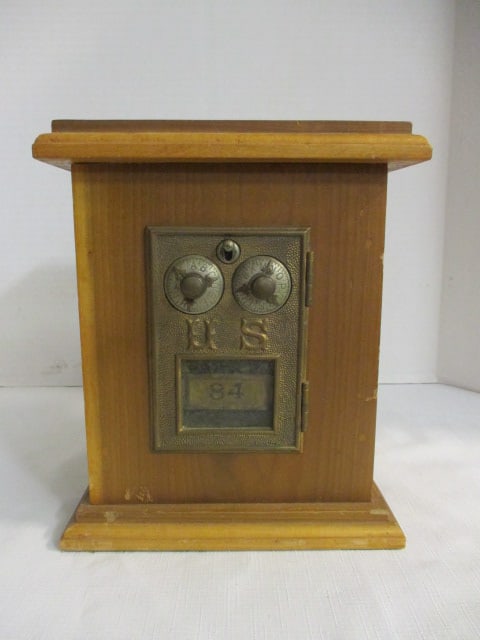 Antique USPS Post Office Mail Door Wood Bank (1 of 10)