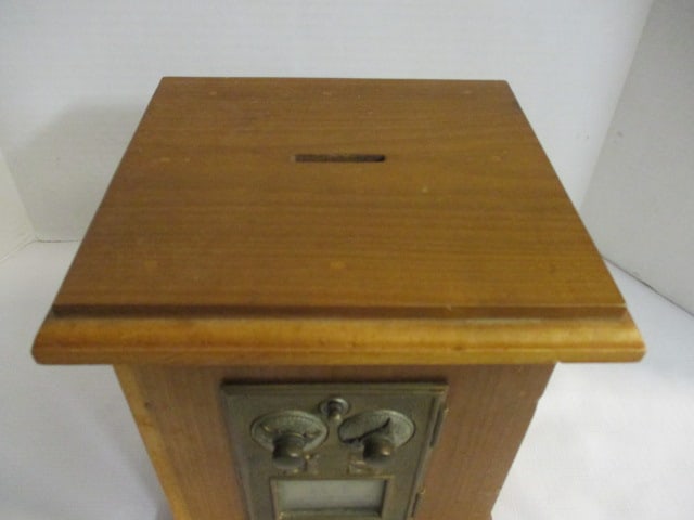 Antique USPS Post Office Mail Door Wood Bank - 2
