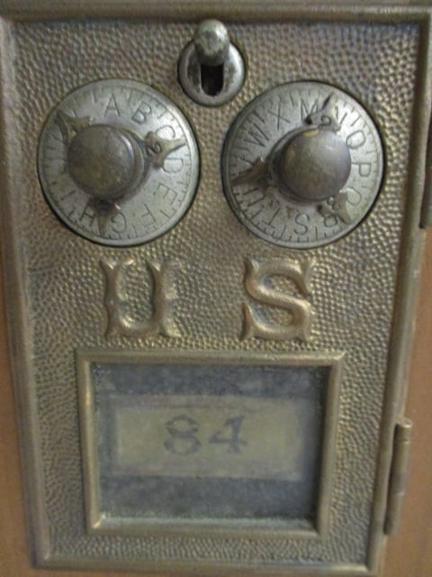 Antique USPS Post Office Mail Door Wood Bank - 4