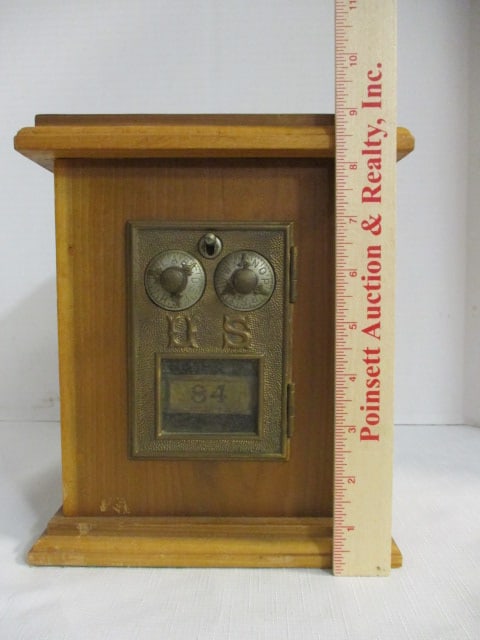 Antique USPS Post Office Mail Door Wood Bank - 9