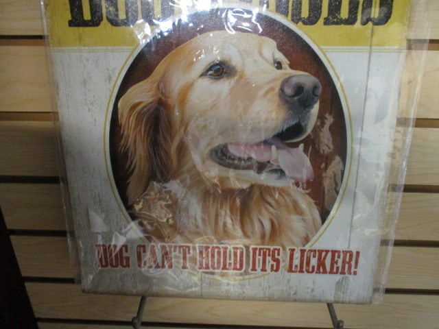 New Old Stock "Beware Dog Kisses" Metal Sign - 3