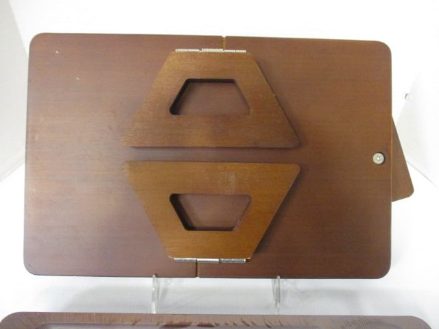 2 Wood Armchair Tray Tables - 1 is New in Plastic - 2