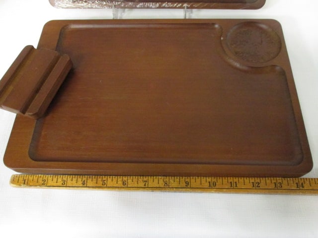 2 Wood Armchair Tray Tables - 1 is New in Plastic - 6