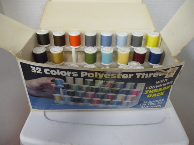 Vintage Sewing Lot - Wood Spool Thread in Mason Jars, Thread Rack in - 2