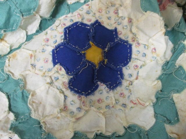 Antique Handmade "Grandmother's Flower Garden" Quilt Top - 6