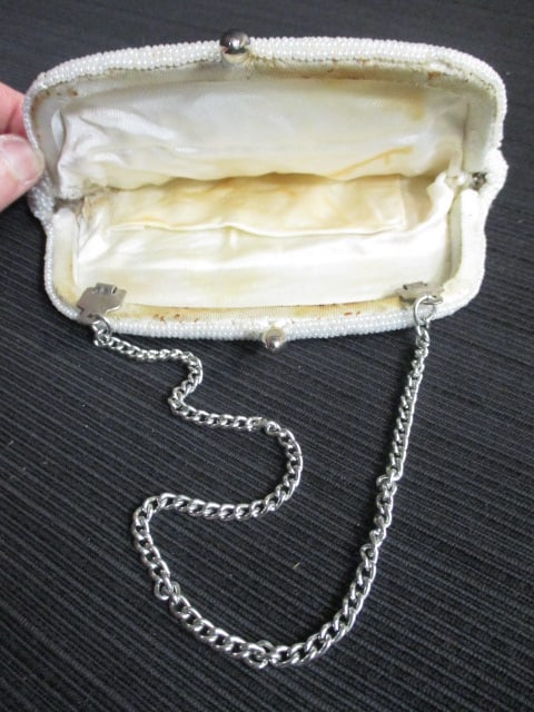 Vintage Beaded Evening Bag, Silverplated Heart Trinket Box, and Silverplated - 3