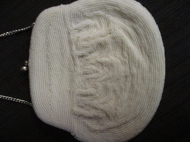 Vintage Beaded Evening Bag, Silverplated Heart Trinket Box, and Silverplated - 4