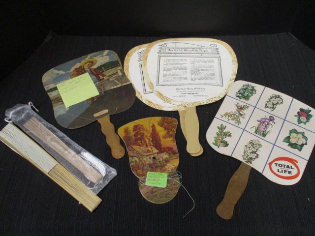 Lot of Vintage Advertising Hand Fans and 3 Accordion Fans (1 of 10)