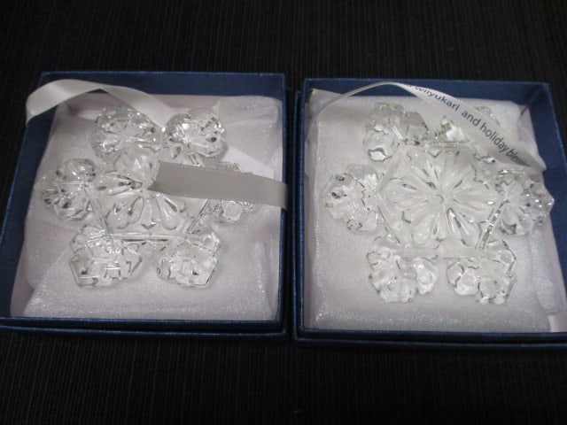 Lenox Pierced Angel Charm Ornament, 2 Glass Snowflake Ornaments, and - 4