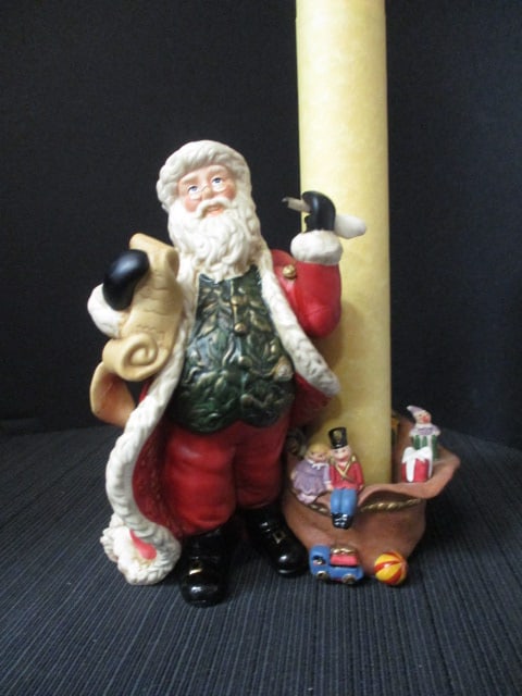 Party Lite "Santa Checking His List" Candle Holder in Original Box and Extra - 3